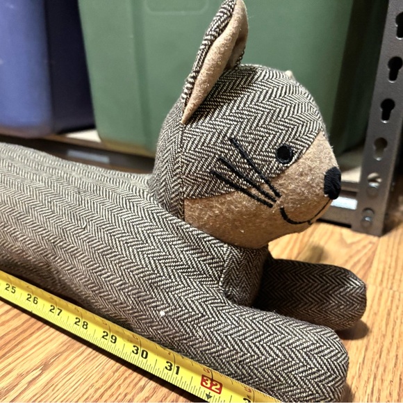 Gray Herringbone Plush Draft/Heat/Doorstop Bear - Picture 8 of 9